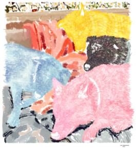 Sleeping Dogs - Illustration by Ilias Walchshofer - Mixed Media Paris 