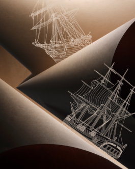 Ships on Paper - Illustration by Ilias Walchshofer - Mixed Media Paris 