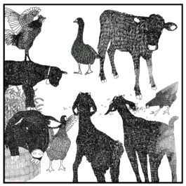 Collage Farm Animals - Illustration by Ilias Walchshofer - Mixed Media Paris 