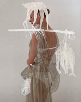 Fisher Woman - Illustration by Ilias Walchshofer - Mixed Media Paris 